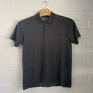 Lululemon Men Gray‎ Black Short Sleeve Pullover Polo  Get Outside Get Sweaty